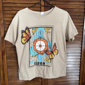 LA Luna Women's Virgo Graphic Tee - Beige, Short Sleeve Top - Size Large